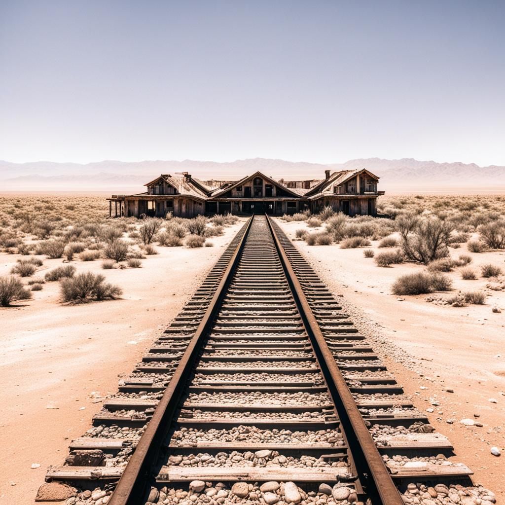 Abandoned Desert Resort at End of Railroad