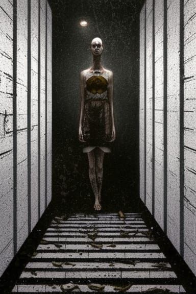 Eerie Skinwalker in Liminal Backrooms Space