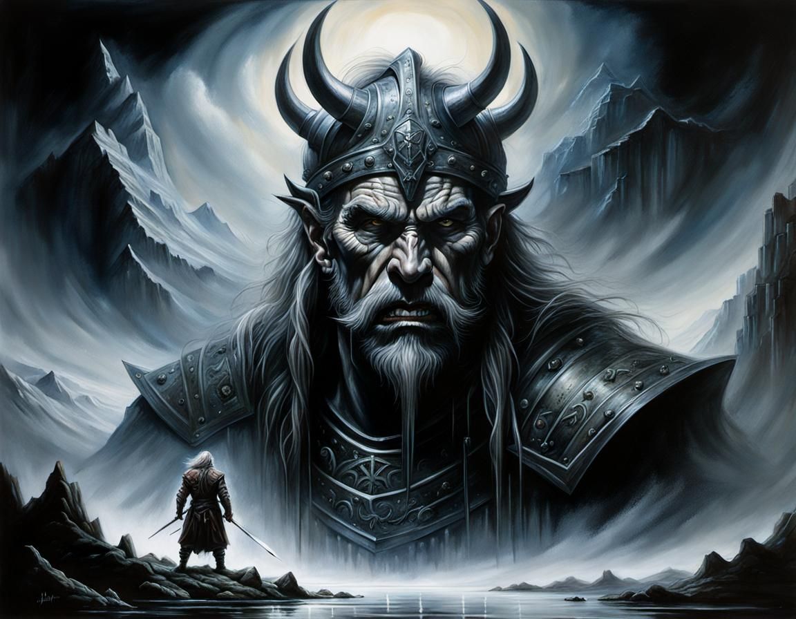 Jotun of Niflheim in High Contrast Oil Gouache