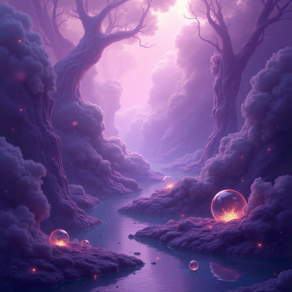 Abstract Purple Hues in Detailed Digital Art