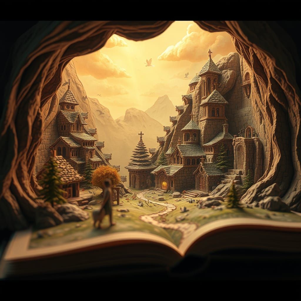 Fantasy Landscape Emerging from a Pop-Up Book