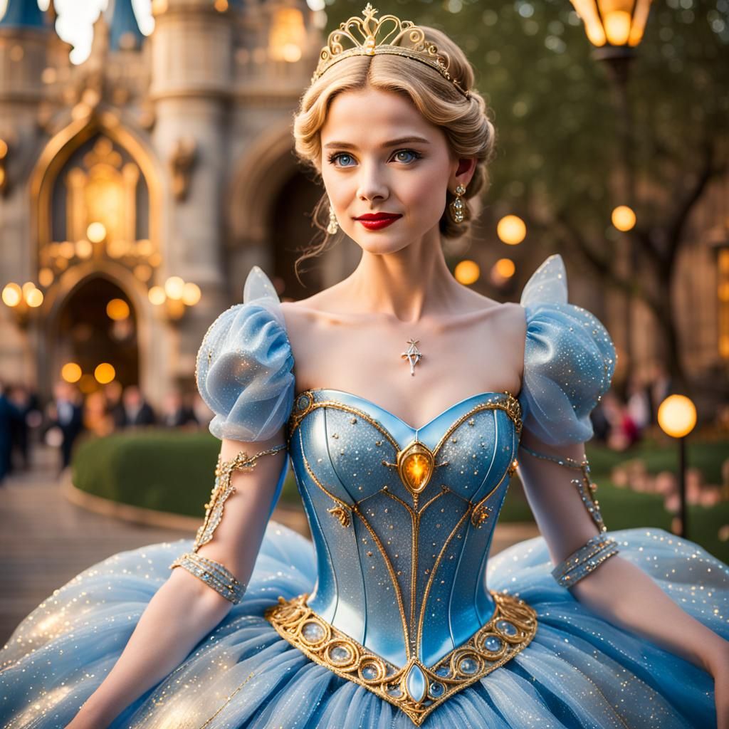 Cinderella in Glass Dress with Golden Tesla