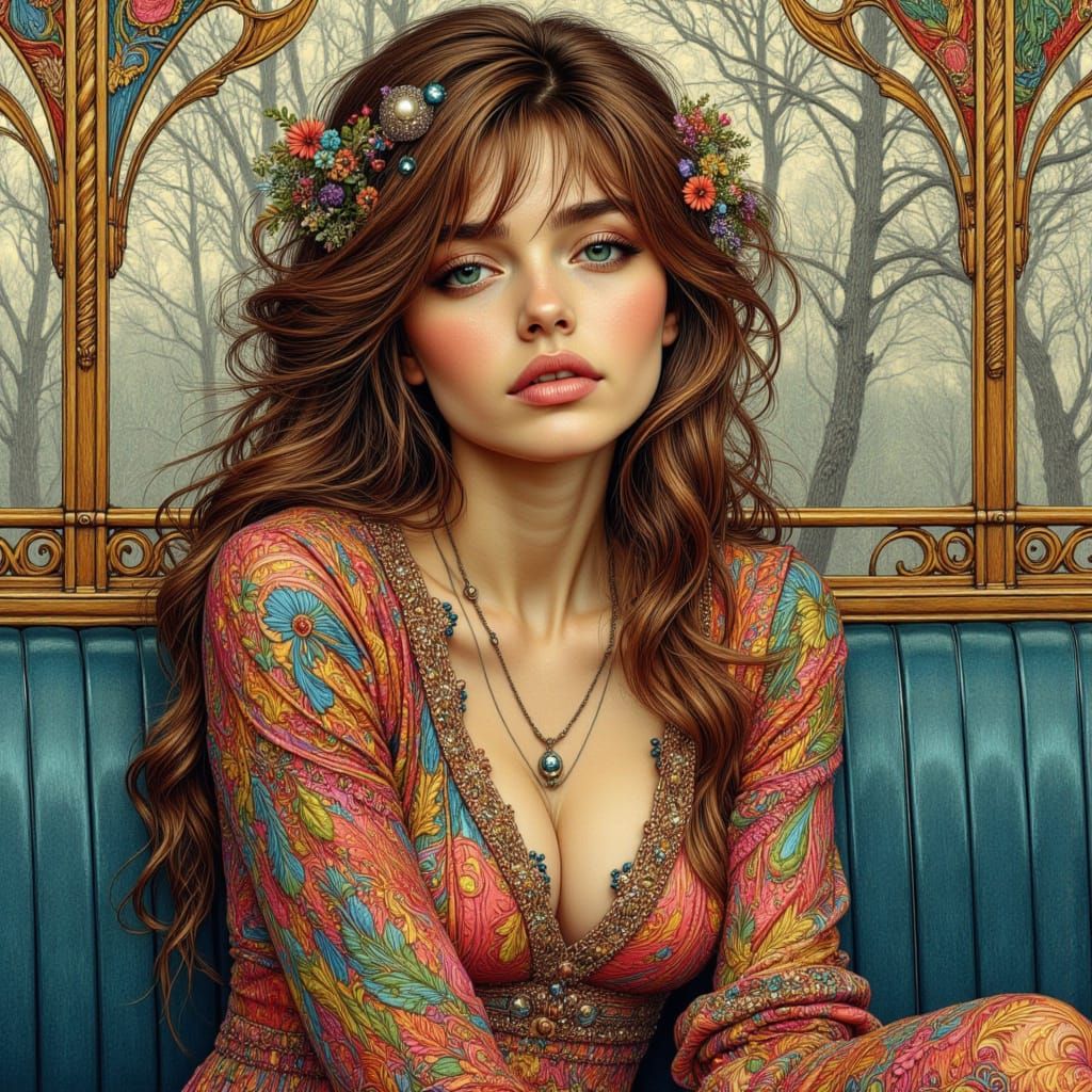 Art Nouveau Portrait on the Paris Metro