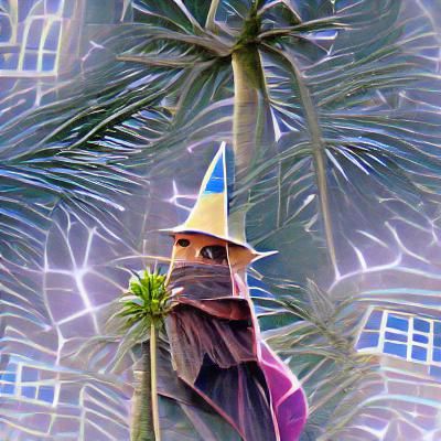 Wizard Under Palm Tree Digital Rendering