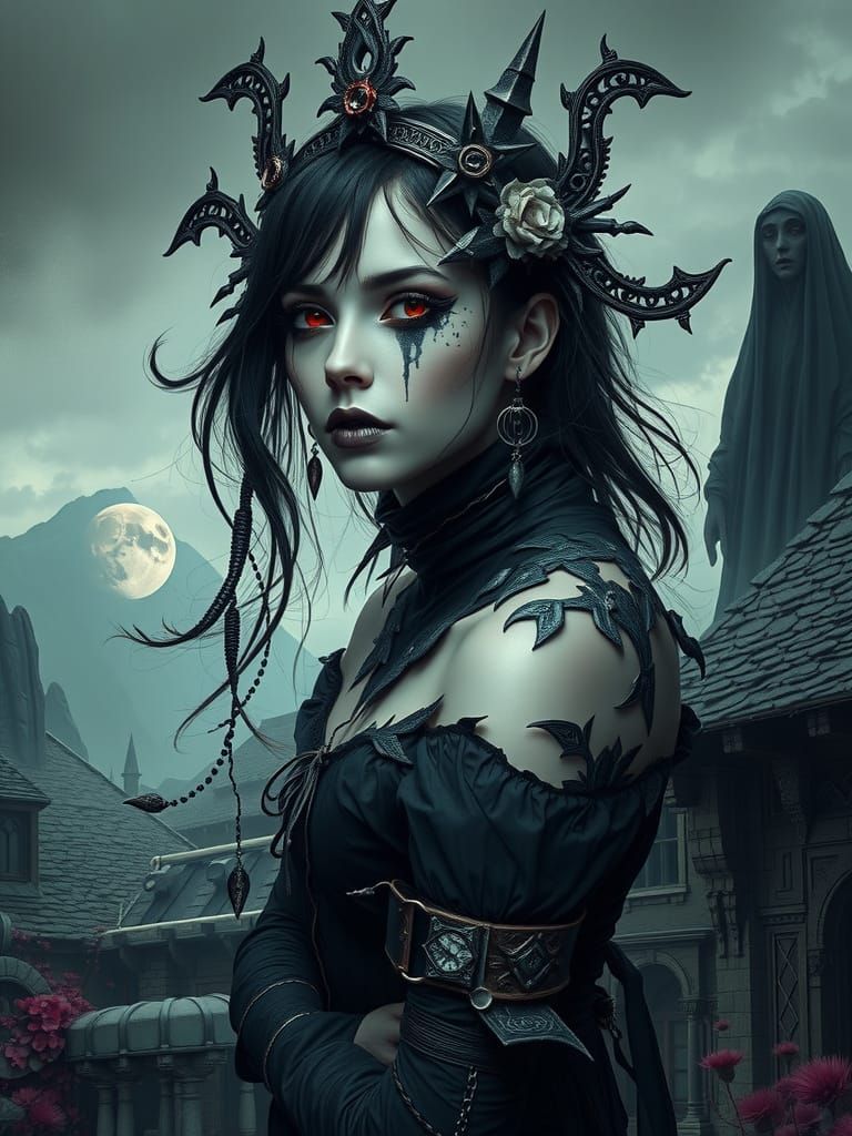 Surreal Icelandic Goddess in Dark Gothic Style