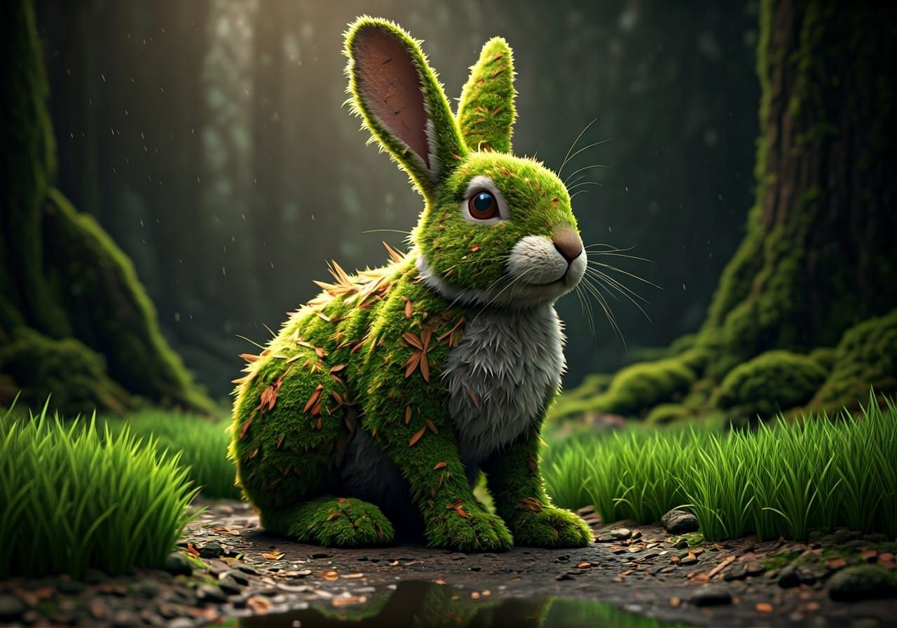 Moss and leaf rabbit