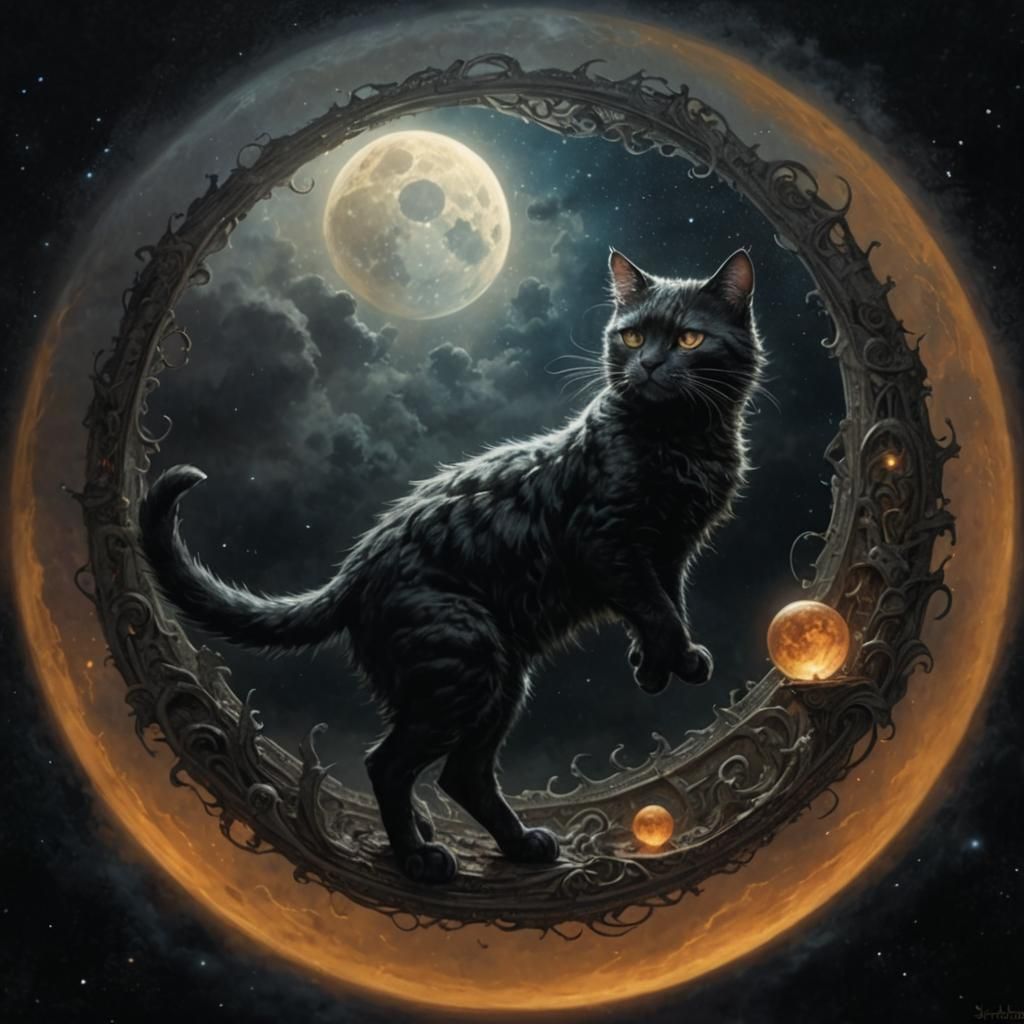Cosmic Cat Chasing Moonbeams: A Whimsical Journey