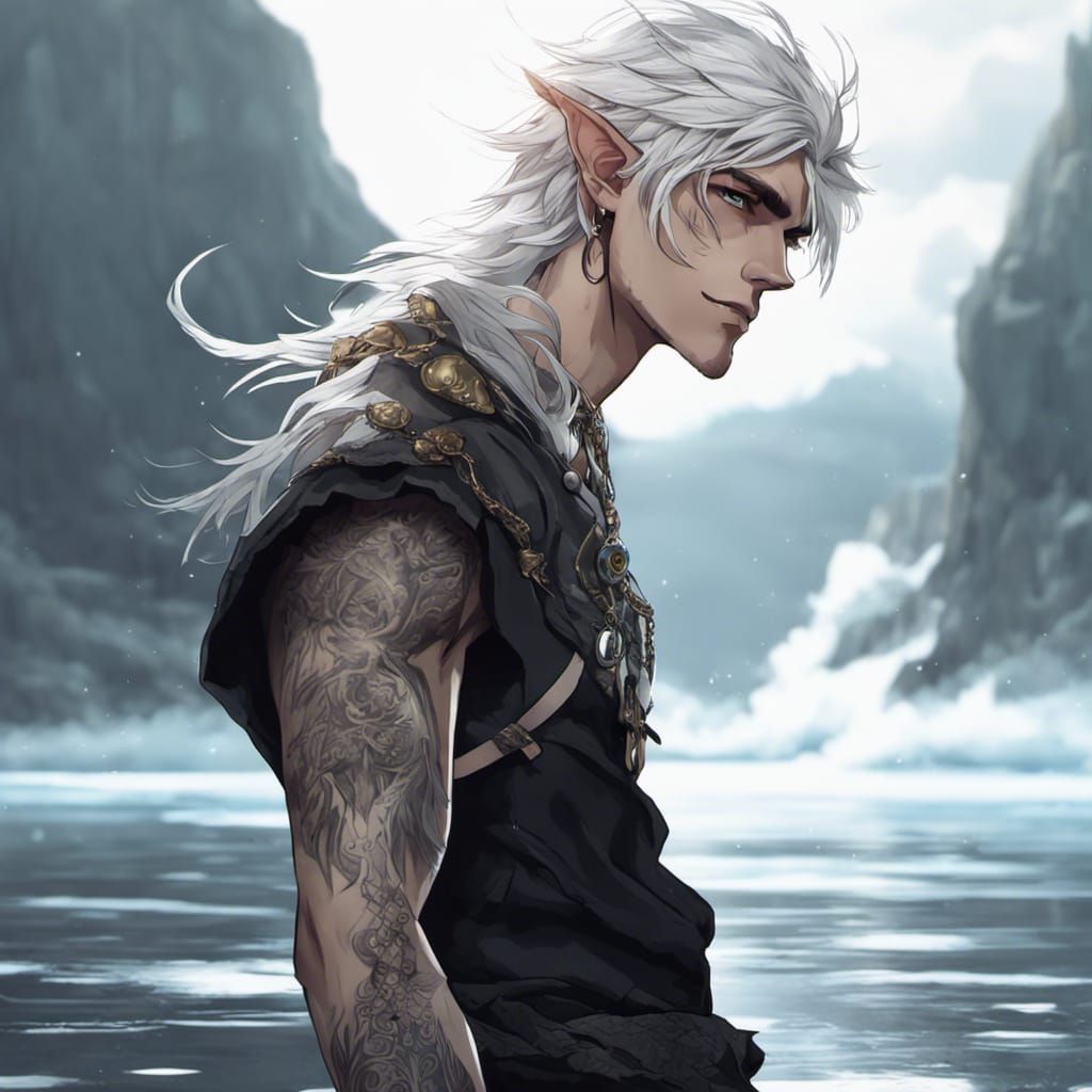 Anime Elf Warlock with Sailor Tattoos