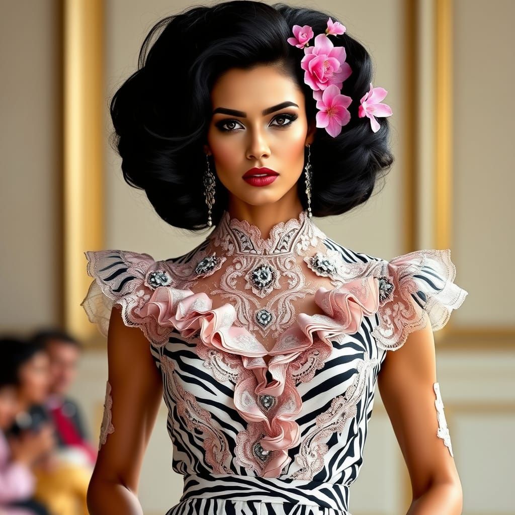 Zebra Print Jumpsuit: High Fashion Model Portrait