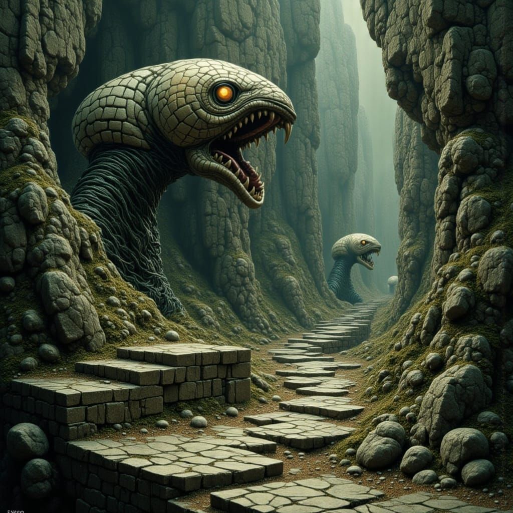 Surreal Dystopian Dreamscape in Dark Cyberpunk Style