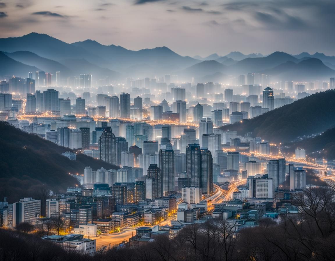 Kanggye, South Korea: Cloudy Cityscape Photography