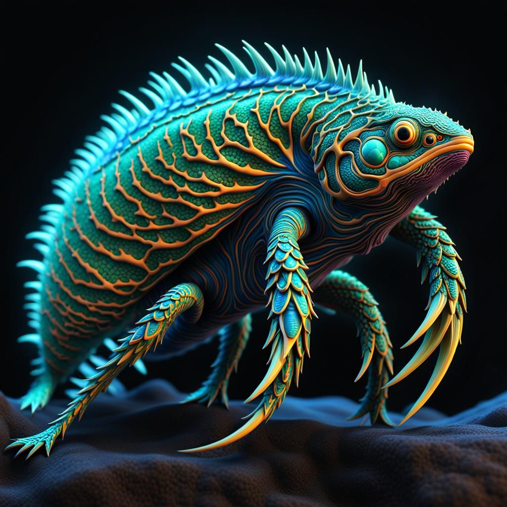 Psychedelic Bioluminescent Sea Creature in Ultra Detail