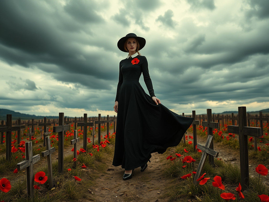 Woman in Flanders Field: Expressionist Rorschach Design