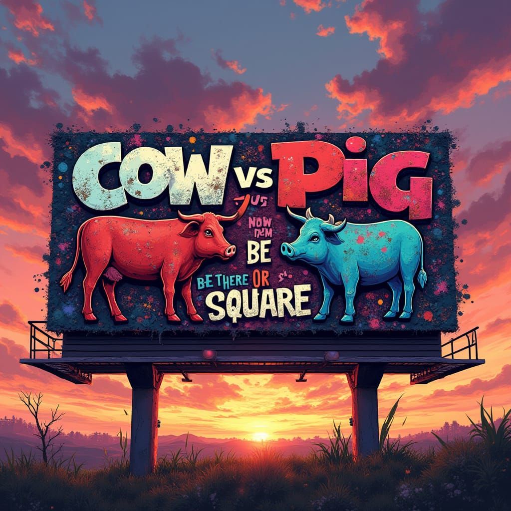 Vibrant Graffiti Billboard in Stylized Fonts and Colors