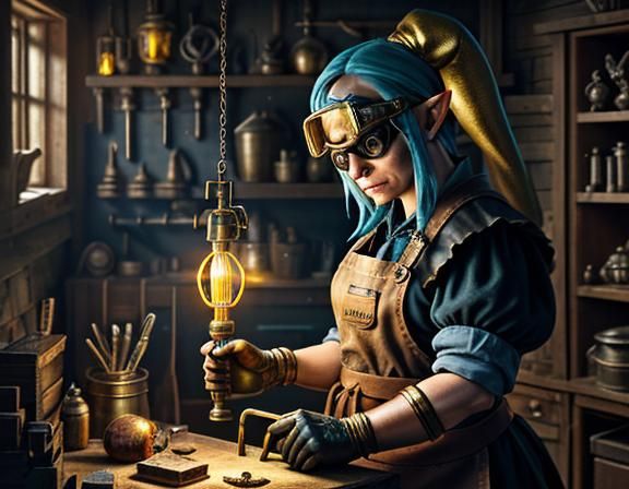 Gnome Mechanic with Automaton: Digital Matte Painting