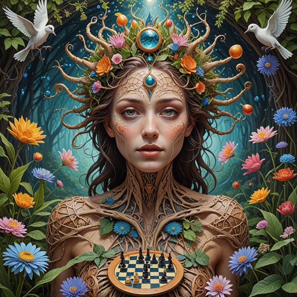 Sacred Geometry Utopia Aerial View in Hieronymus Bosch Style