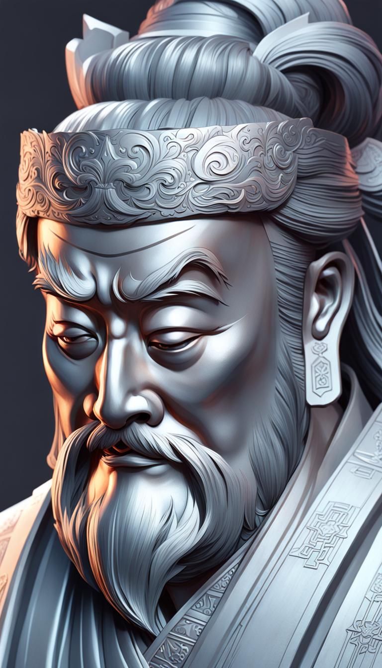 Detailed Portrait of Confucius in Splash Art Style
