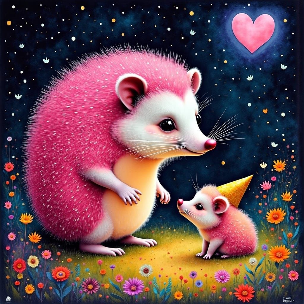 Pink Magic Hedgehog and Princess in Night Garden