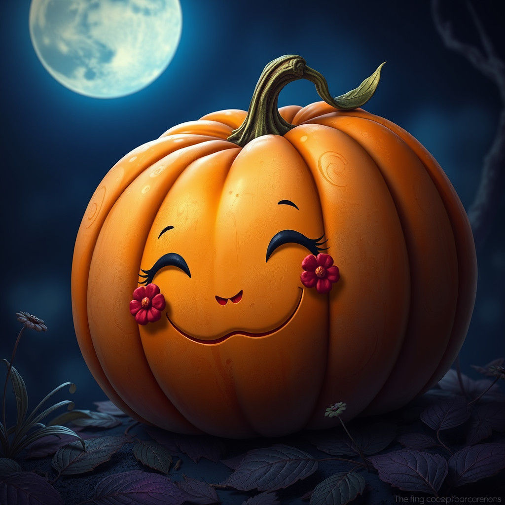 Whimsical Pumpkin in Matte Painting Style