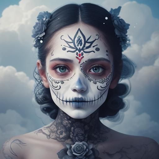 Cloud Sugar Skull Digital Illustration