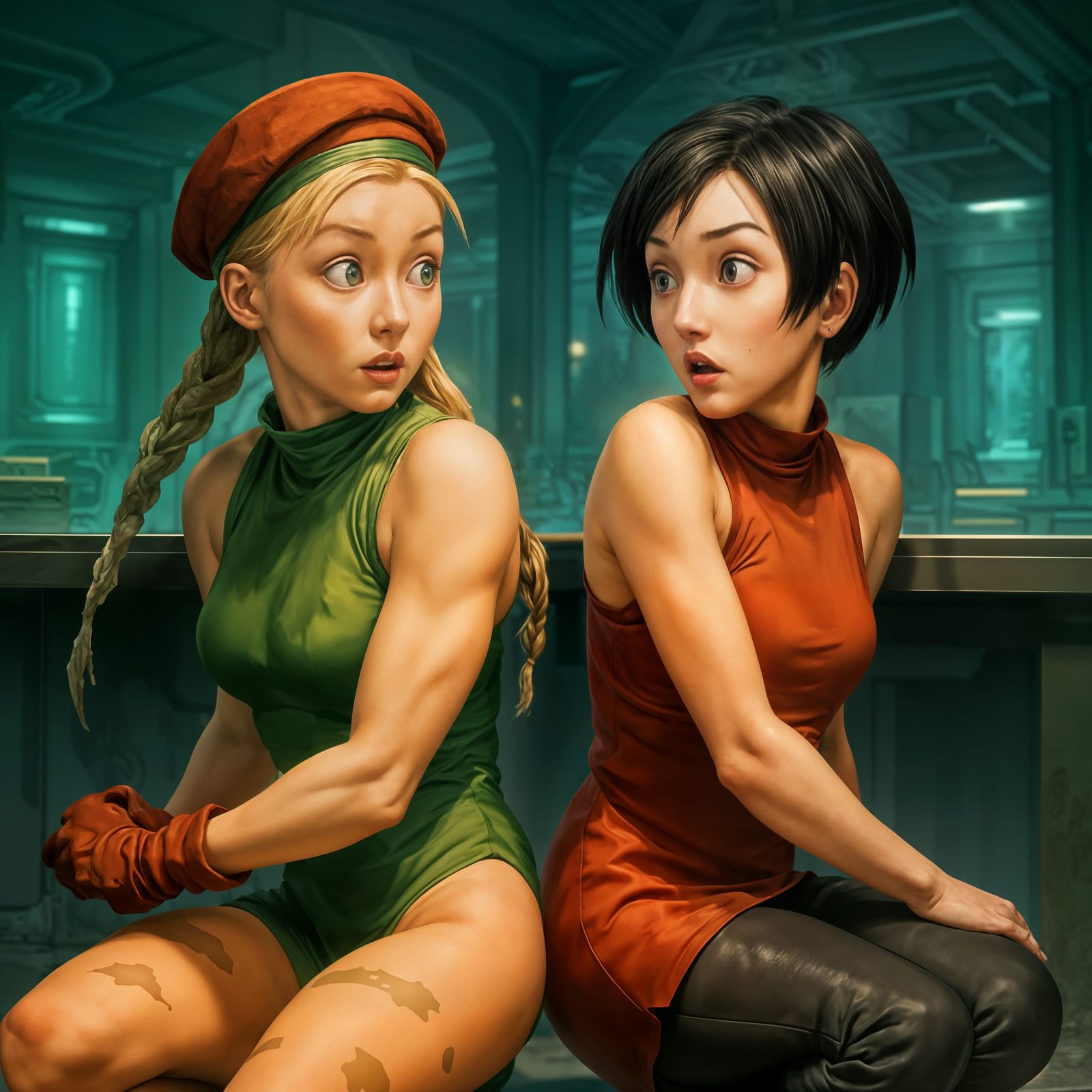 Cammy and Ada's Sci-Fi Lab Encounter