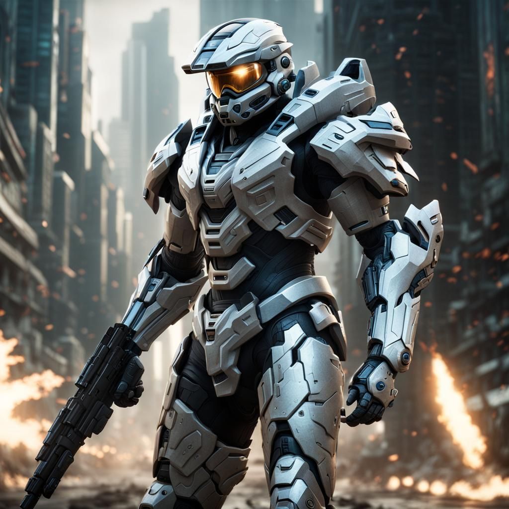 Futuristic Angelic Battle Suit with Halo Effect