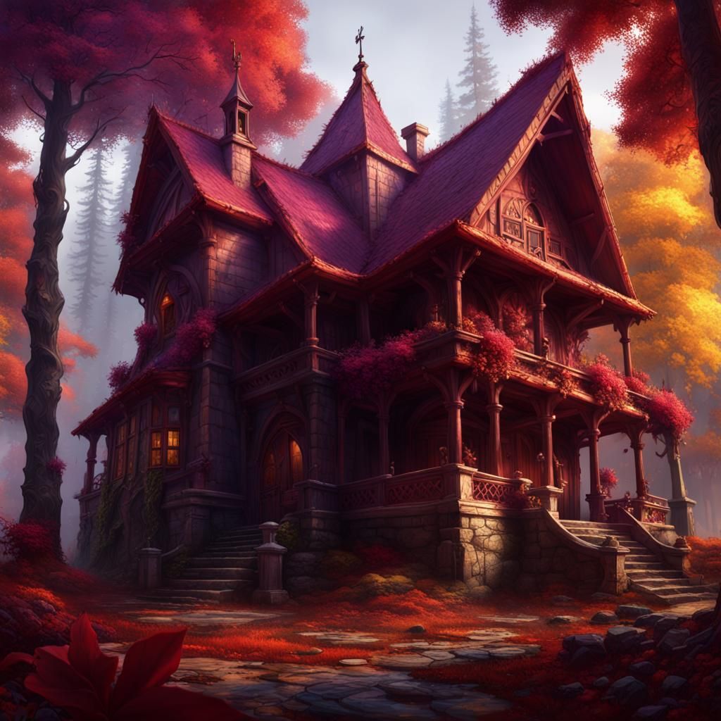 Red Hunting Lodge: Dark Fantasy Concept Art