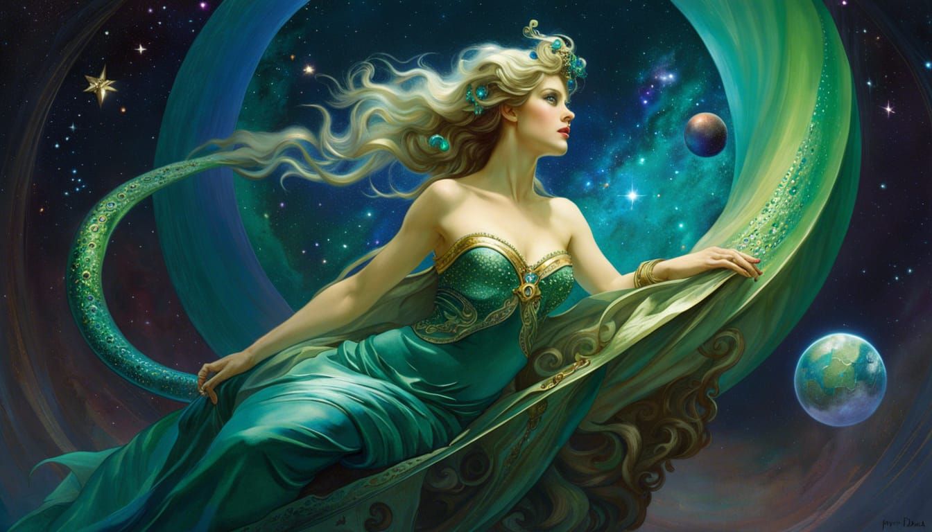 Space Mermaid Fantasy Concept Art