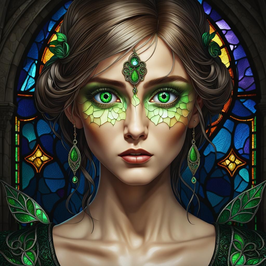 Green Eyed Seer with Irish Lace, Matte Painting