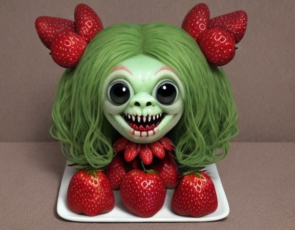 Grotesque Strawberry Monster Girl: A Cute Portrait