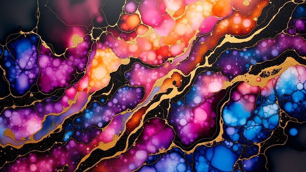 Ethereal Alcohol Inks with Gold Accents