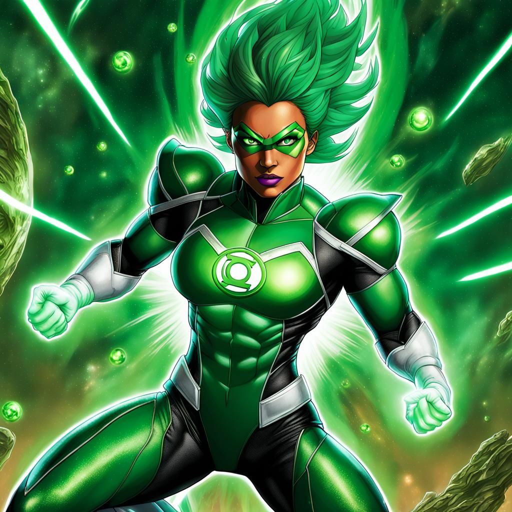 Super Saiyan Green Lantern in Anime Style