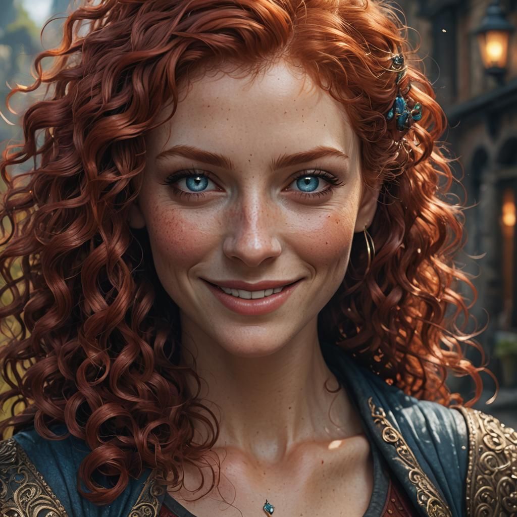 Smiling Redhead Portrait in Detailed Digital Painting