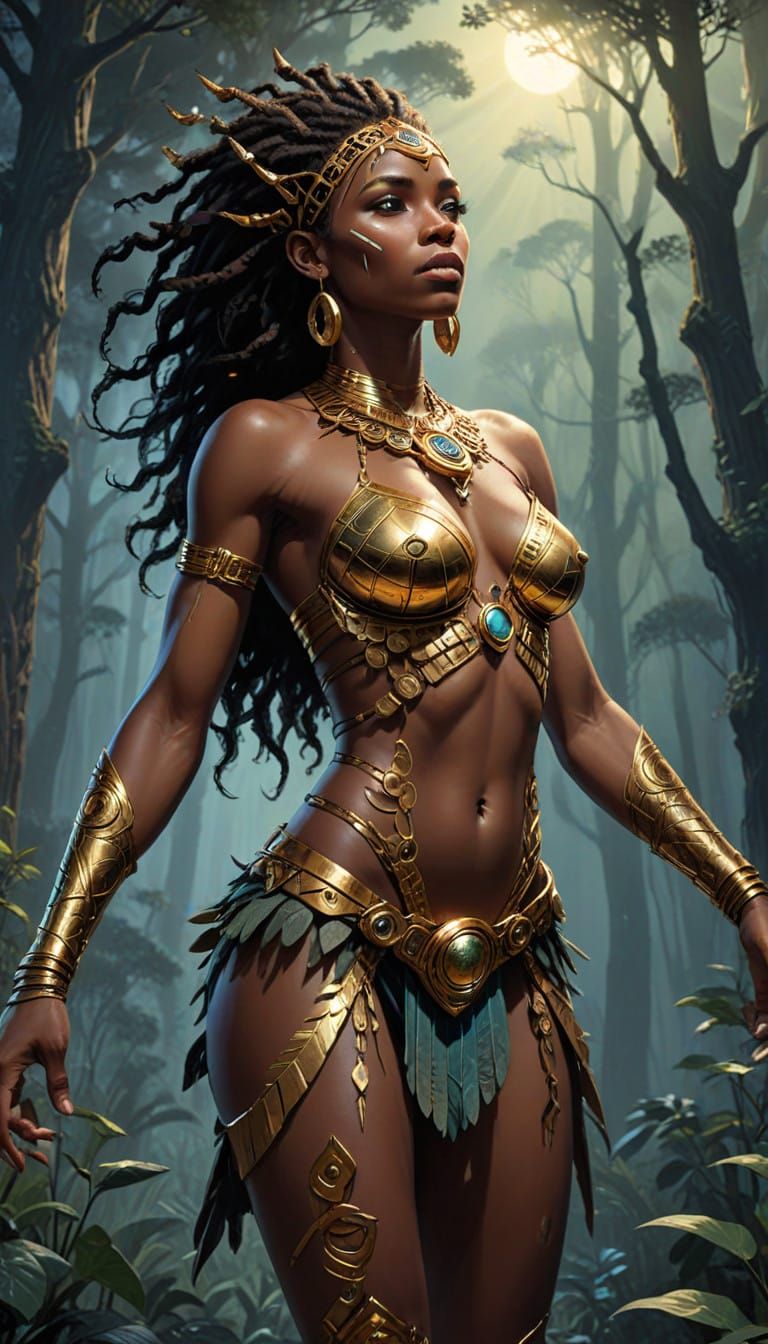 Powerful African Warrior Woman in Traditional Regalia