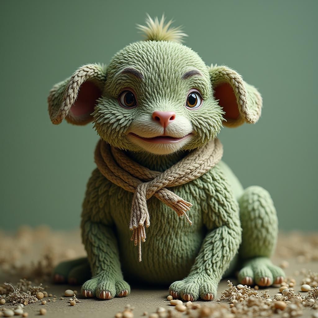 Fluffy Grey Rabbit in Sunny Flower Field