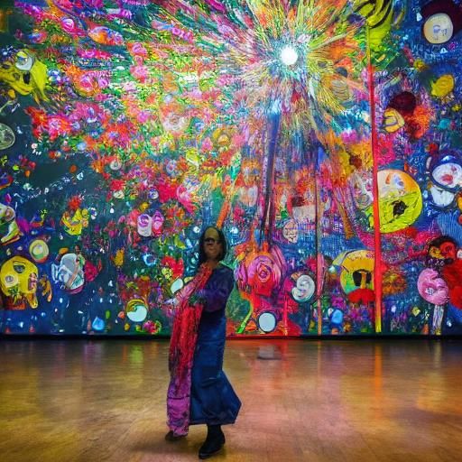 Nightclub Scene with Woman in Electric Hues