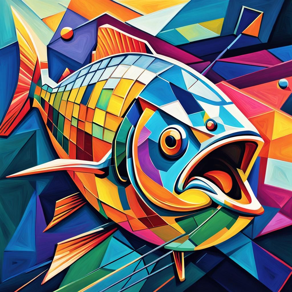 Geometric Cubist Lure in Bold Art Deco Style