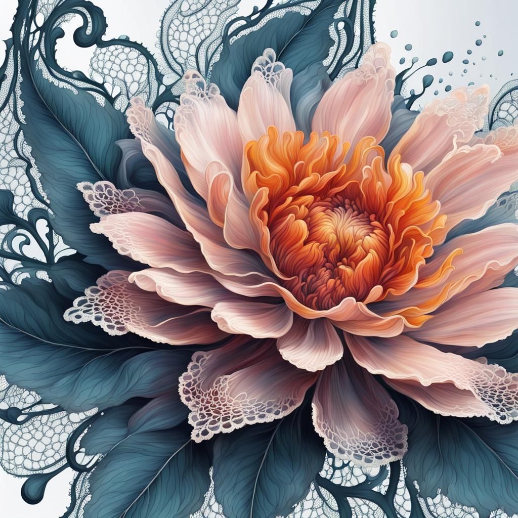 Beautiful Intricate Flower in Digital Illustration