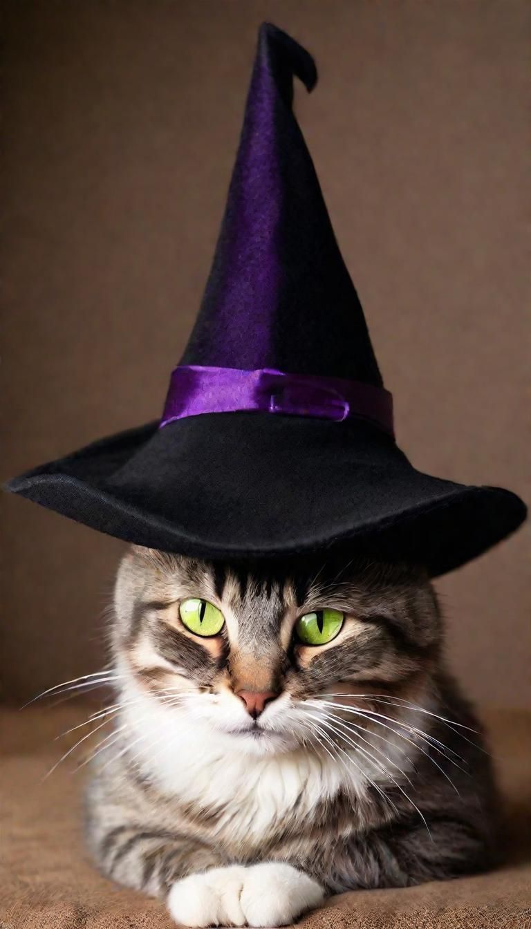Whimsical Feline Witch of the West in Hat