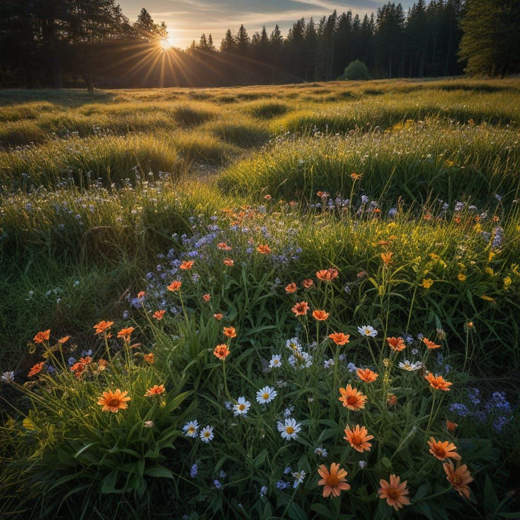 Breathtaking Wildflower Landscape in Hyperrealistic Style
