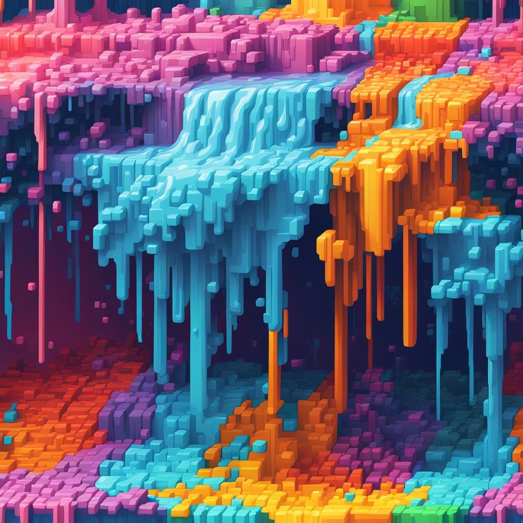 Melting Water Pixel Art in 3D