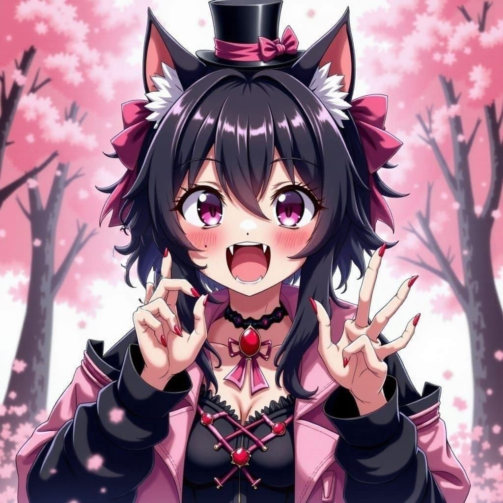 Cyberpunk Catgirl with Fangs