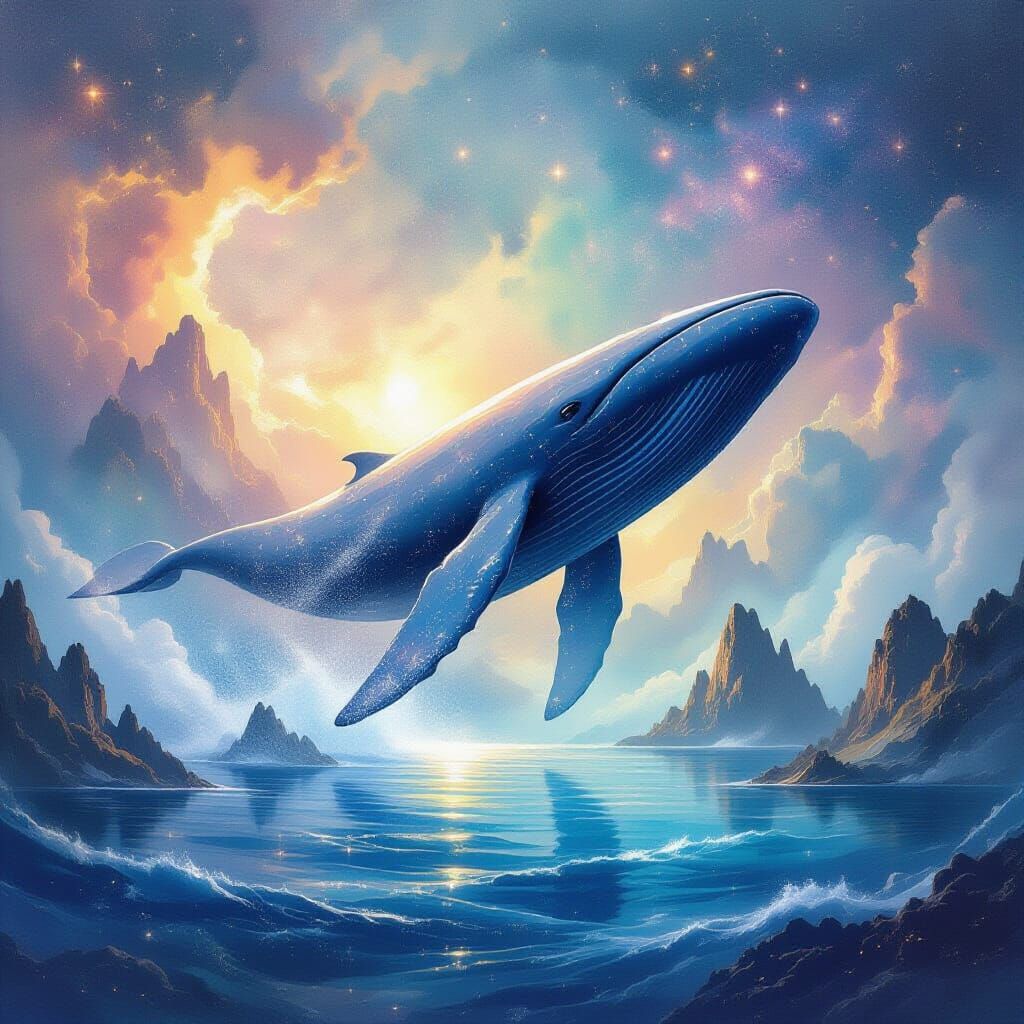 Cosmic Whale Breaching Through Nebula Sea