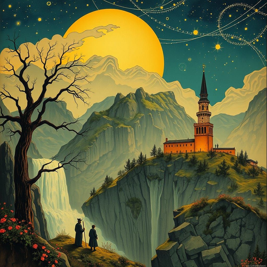 Emerald Scaled Woman in Art Nouveau Style