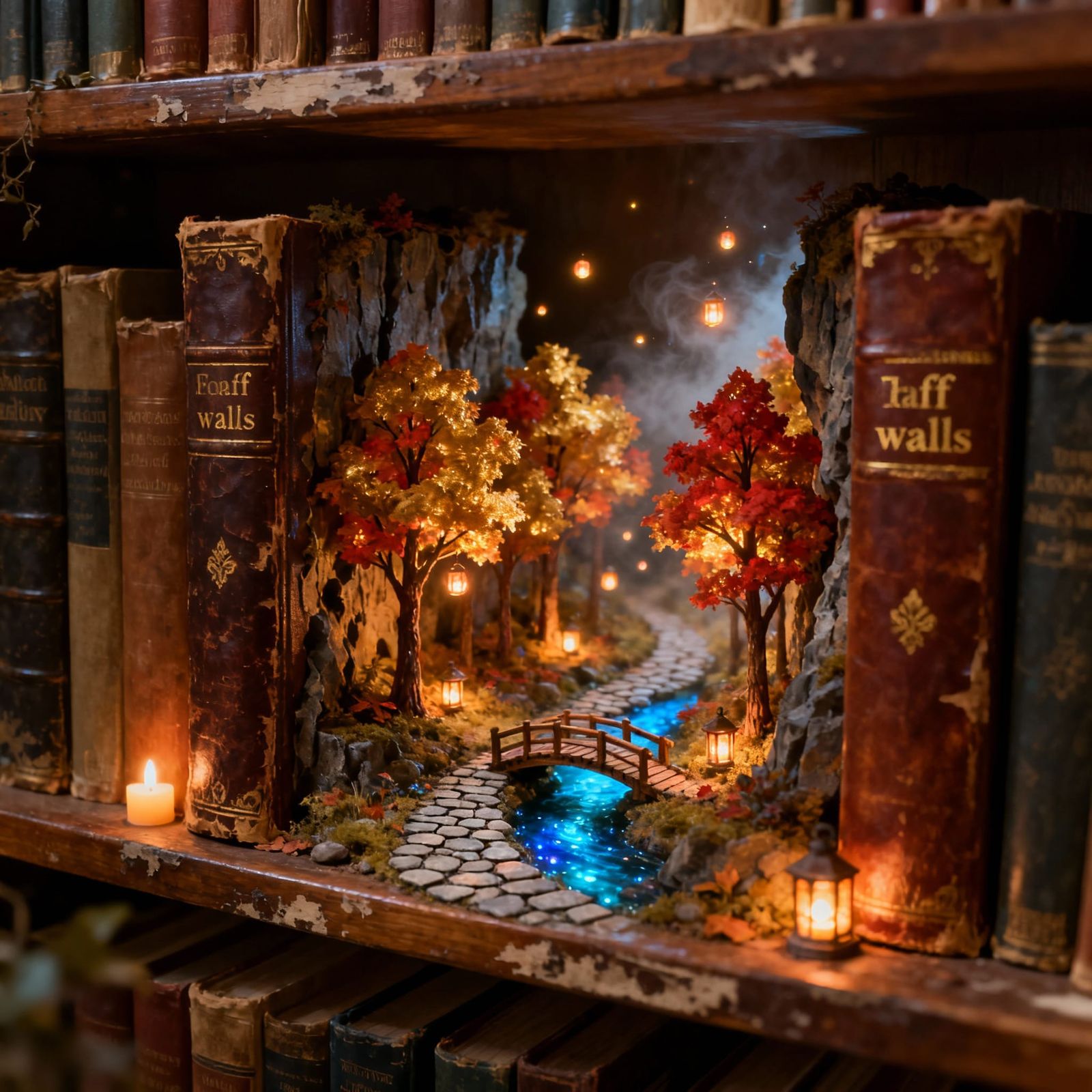 Enchanting Autumn Mini World Between Library Books