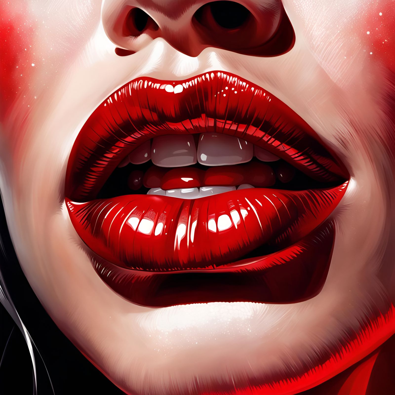 Glossy Lips Macro in Clockpunk Pin-Up Style