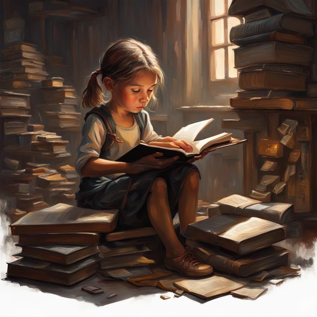 Dystopian Girl Studies Book with Dynamic Lighting