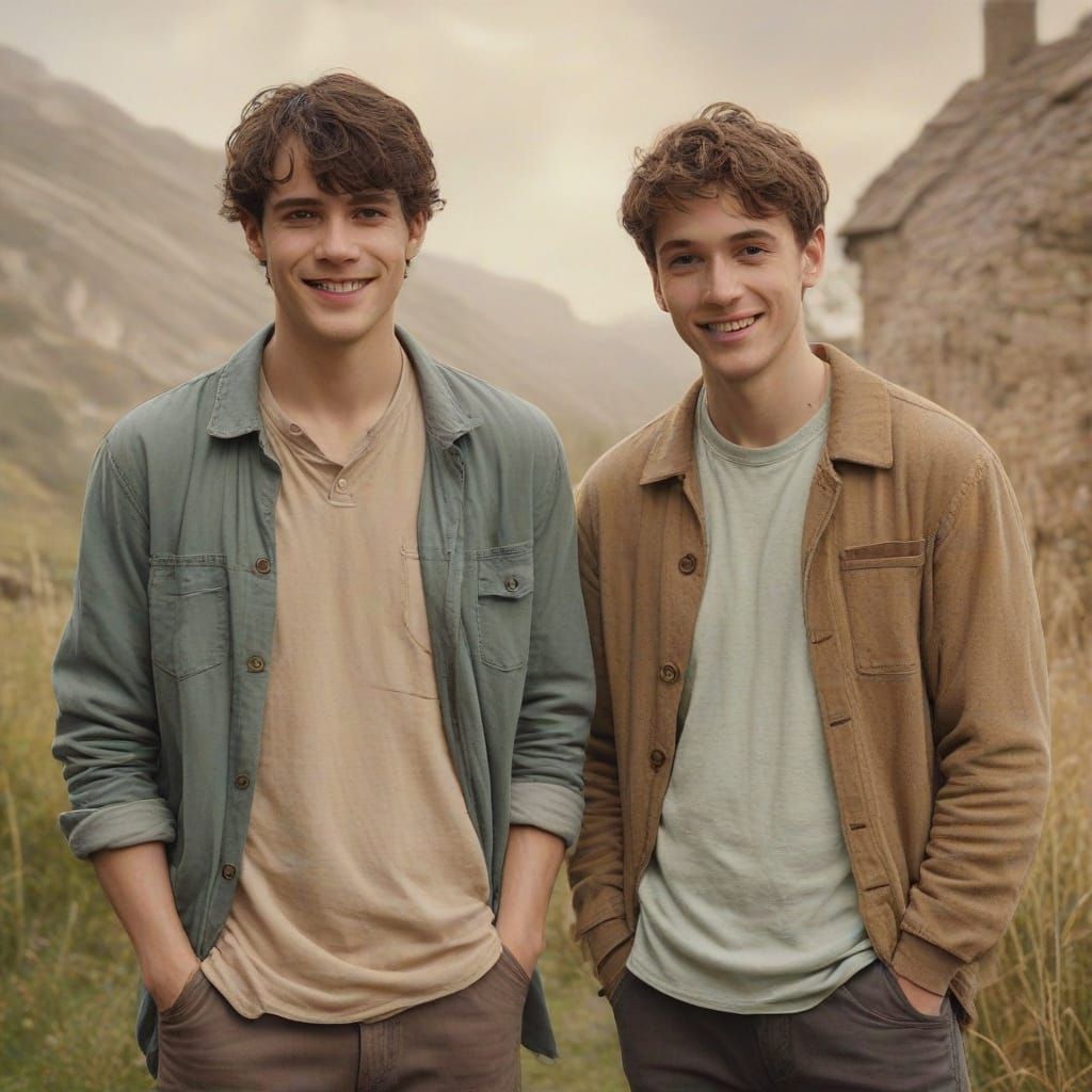 Whimsical Friends in Dreamy Landscape