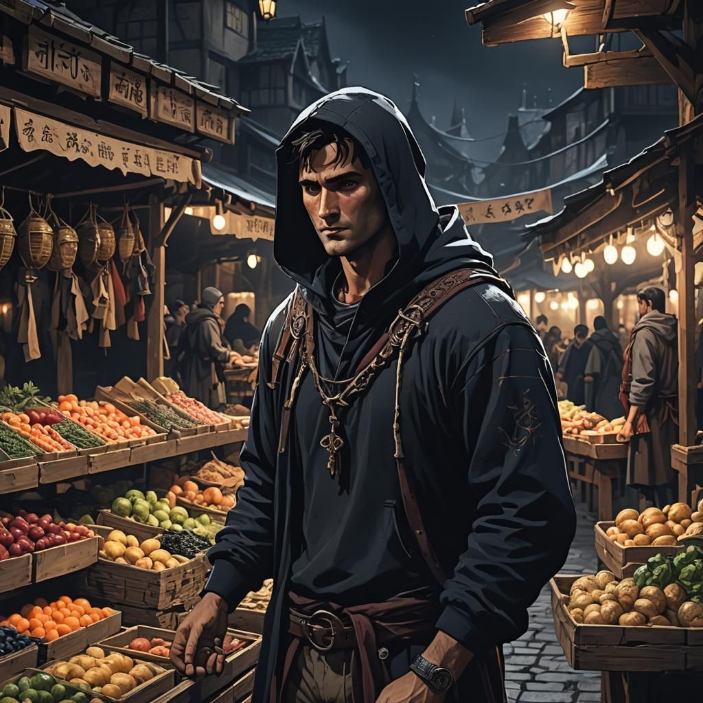 Ash Williams: Medieval Thief in Anime Style