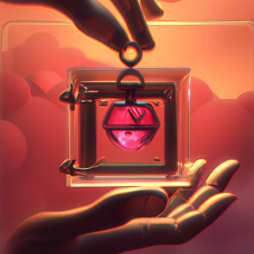 Locket in Glass Cube: 3D Fantasy Art